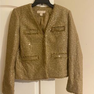 Micheal by Micheal Kors Gold Tweed Blazer in great condition! Perfect Holidays!